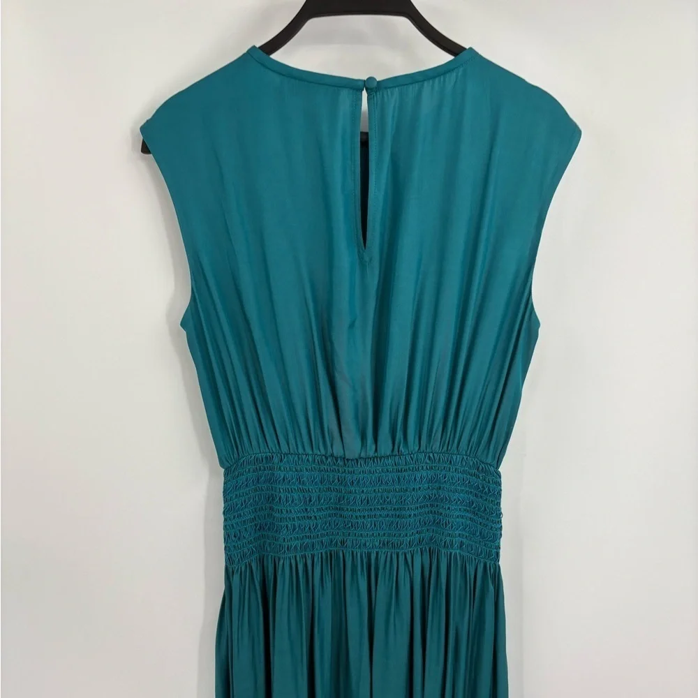 KATE SPADE Silk-blend Twill Smocked-waist Dress In Dark dress size small NWT